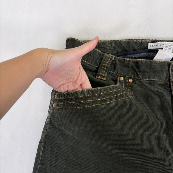 Tommy Hilfiger Women's Corduroy Hispter Boot Pants Sz. 12 Green Benfits Charity - Picture 3 of 11